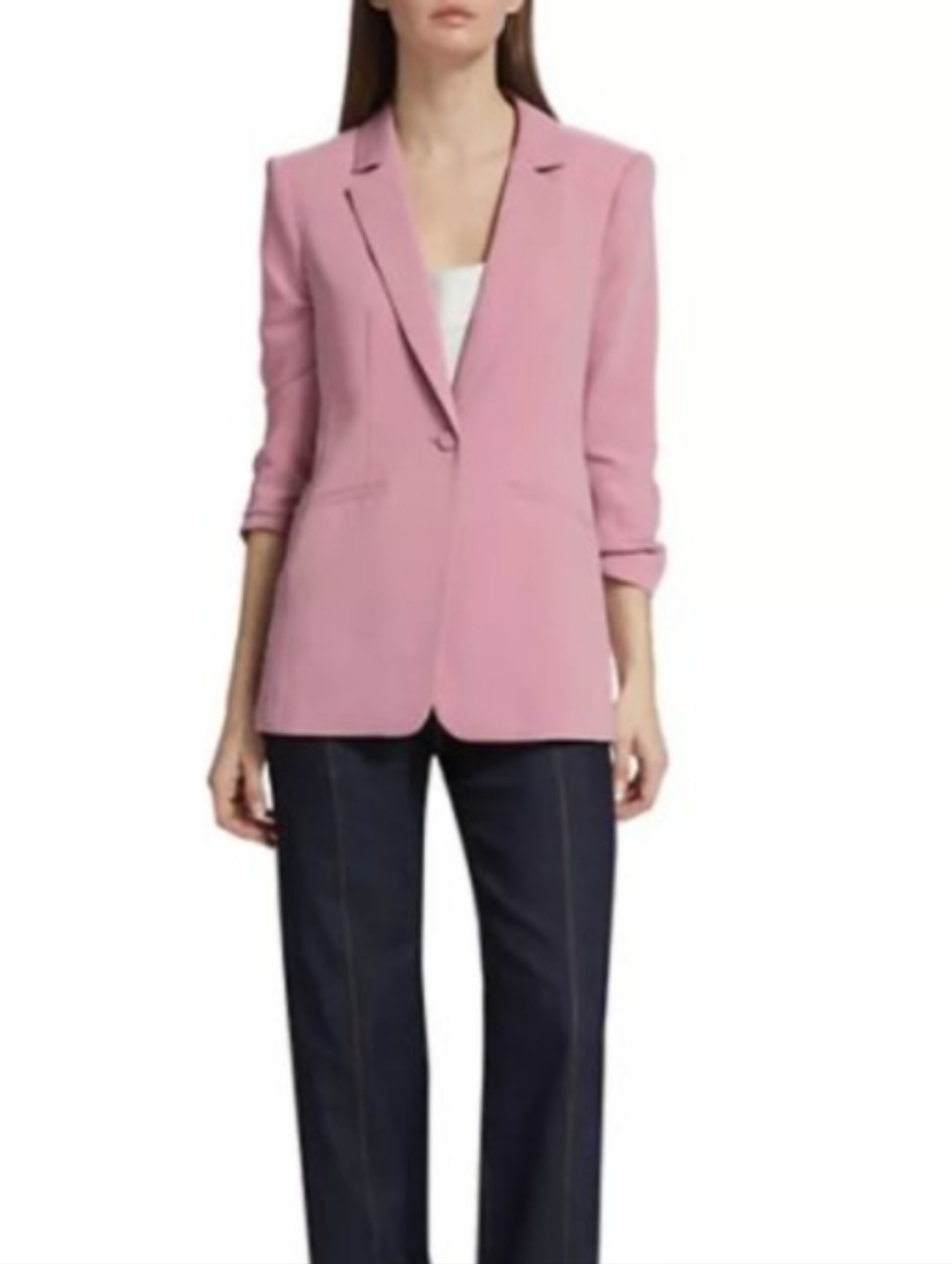 NWT Cinq A Sept Khloe Blazer Mauve Ruched 34 Sleeve Pink Tailored Blazer Size 6